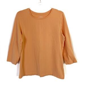 Chico's The Ultimate Tee Orange 3/4 Sleeve Cotton Spandex Chicos 2/ US Large